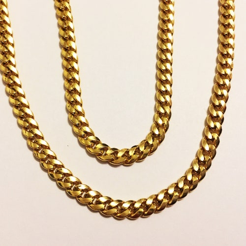 18k Solid Yellow Gold3mm/4mmhollow Curb Chain up to - Etsy