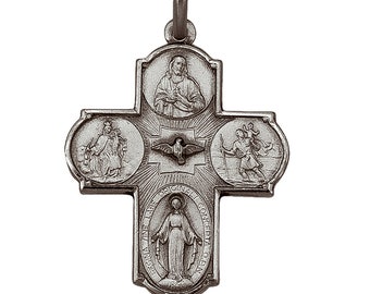 Sterling Silver Scapular Cross: Large Solid Religious Pendant
