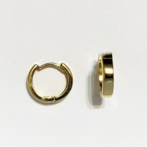 10k solid yellow/white/rose gold(11mm diameter)huggies earrings/2mm thick/classic smooth finishing solid gold huggies earrings, fine jelwery