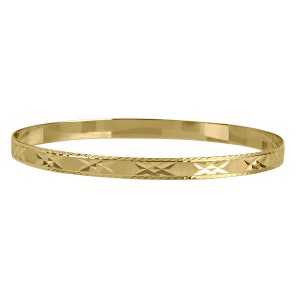 10k solid yellow/white gold(5mm thick)slip on stackable bangle, stylish thick solid gold engraved shiny unique solid gold bangle for women
