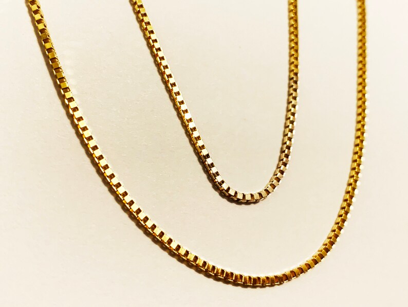 10k solid yellow gold solid box chain up to 28inch 1.2mm