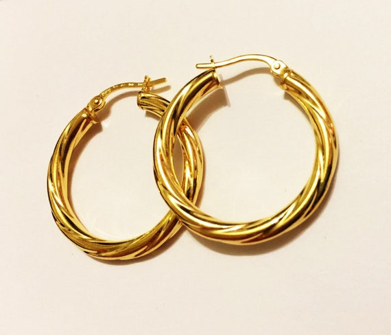 14k Solid Yellow Gold/solid White Gold1inchswirly - Etsy