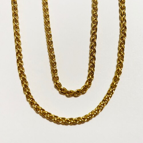 10k solid yellow gold(1mm/1.3mm/1.8mm/2.3mm)Italian wheat shops chain(up to 24