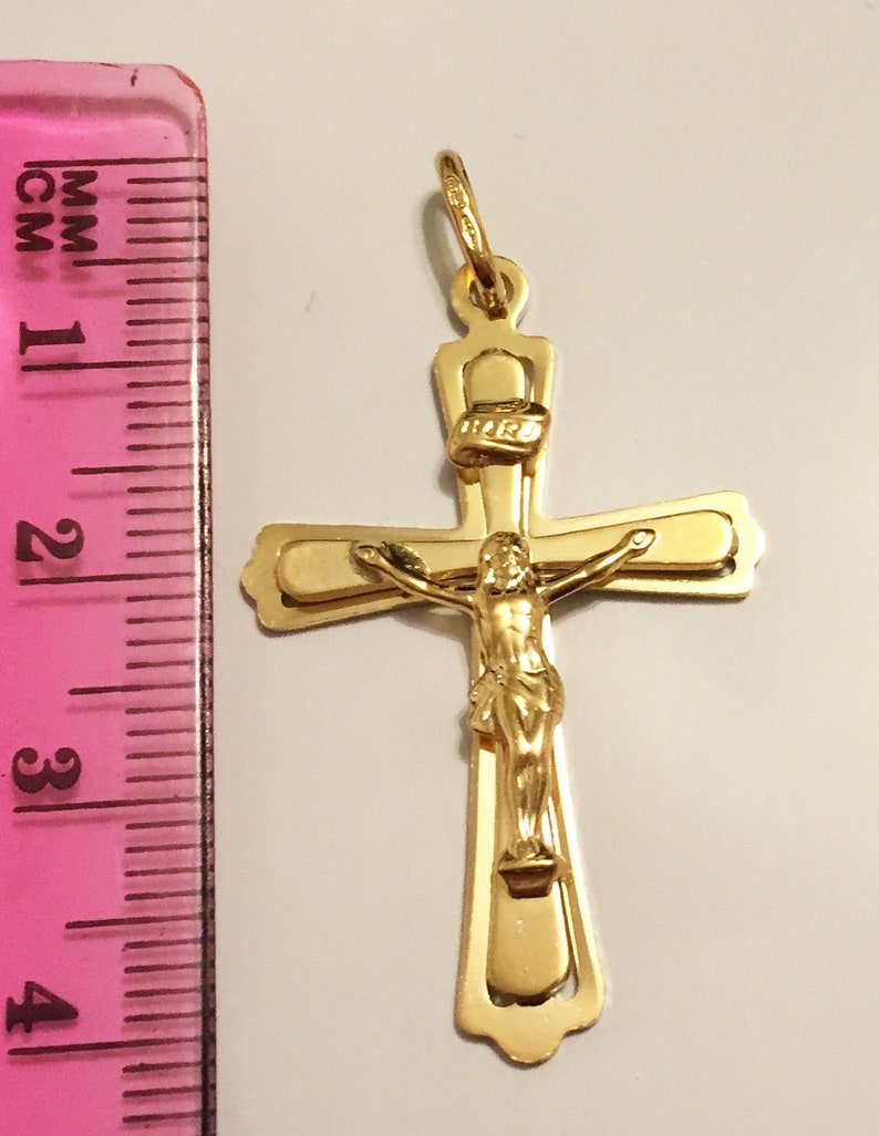 10k solid yellow gold 1.75inch two layered crucifix cross