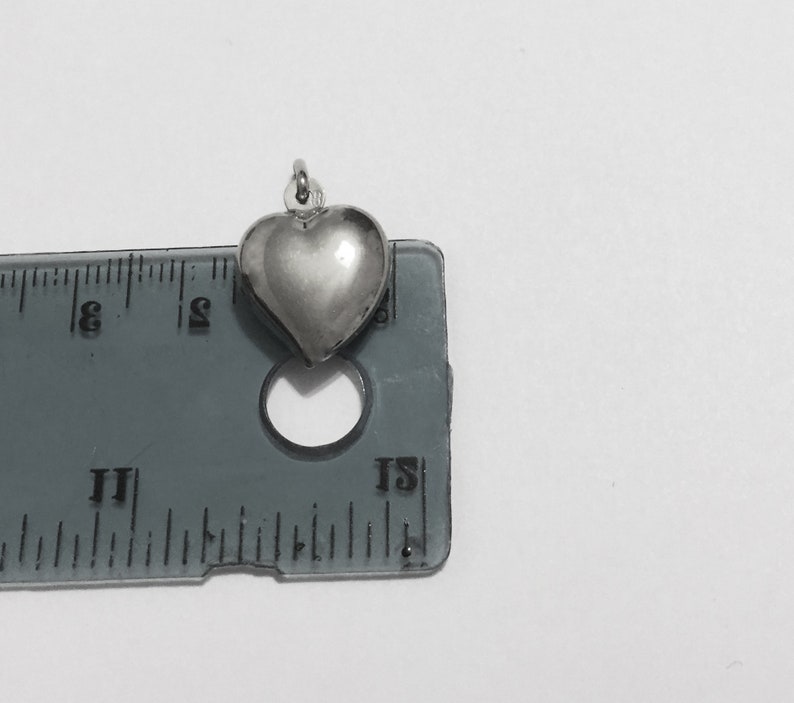 puffed heart pendant 14k solid white gold 1inch