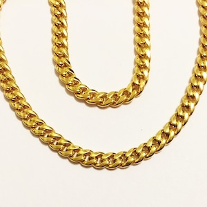 14k solid yellow gold(3mm)hollow curb chain up to 24&quot;inch, unique shinny thick stylish classic sturdy solid gold chain for men and women
