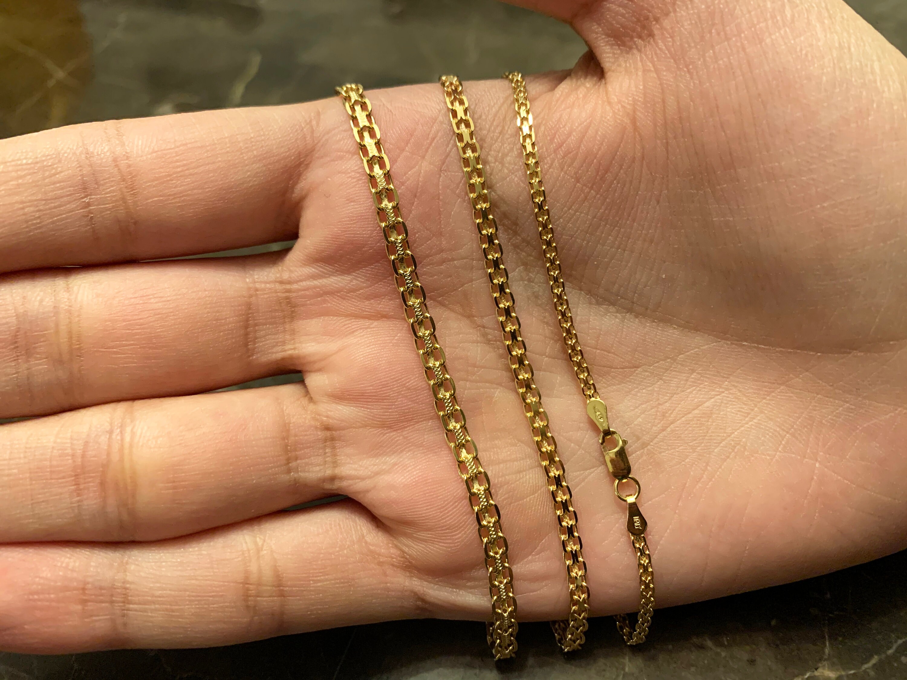 Cavigliera Catena Bismark Taglio Diamante 14k Oro Giallo 10 Pollici - Goldum NYC