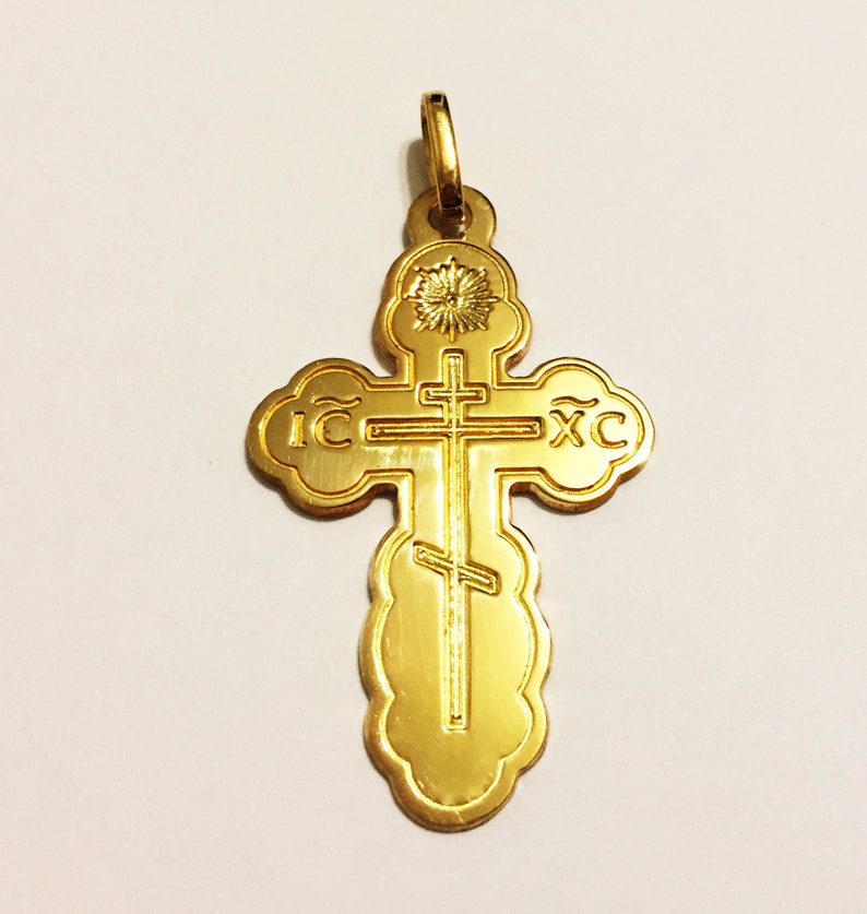 10k Solid Yellow Gold2incheastern Orthodox Cross, Unique Work of Art ...