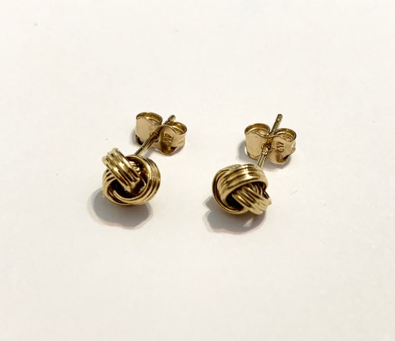 [LLOYD] 韓国☆10K Gold☆When I Love Earrings 10k Solid Yellow Gold(7mm)stylish Love Knot Stud Earrings