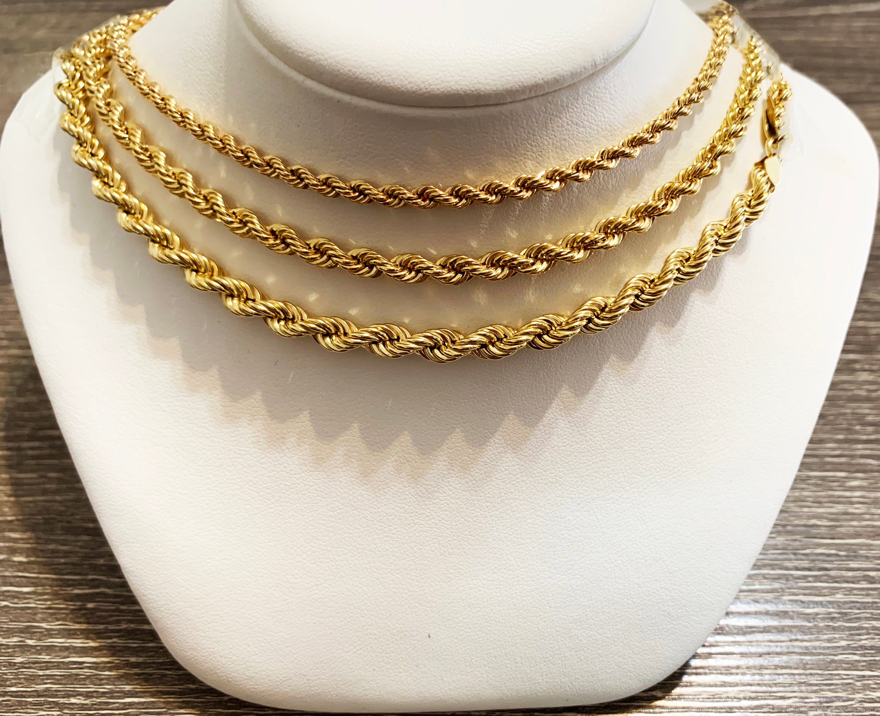 18k Yellow Gold Hollow Rope Chain
