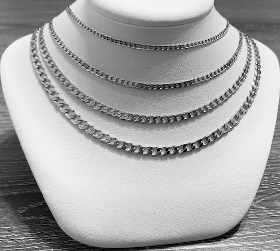 10k Solid White Gold(2mm/3mm/4mm/5mm)curb Link Chain up to 24