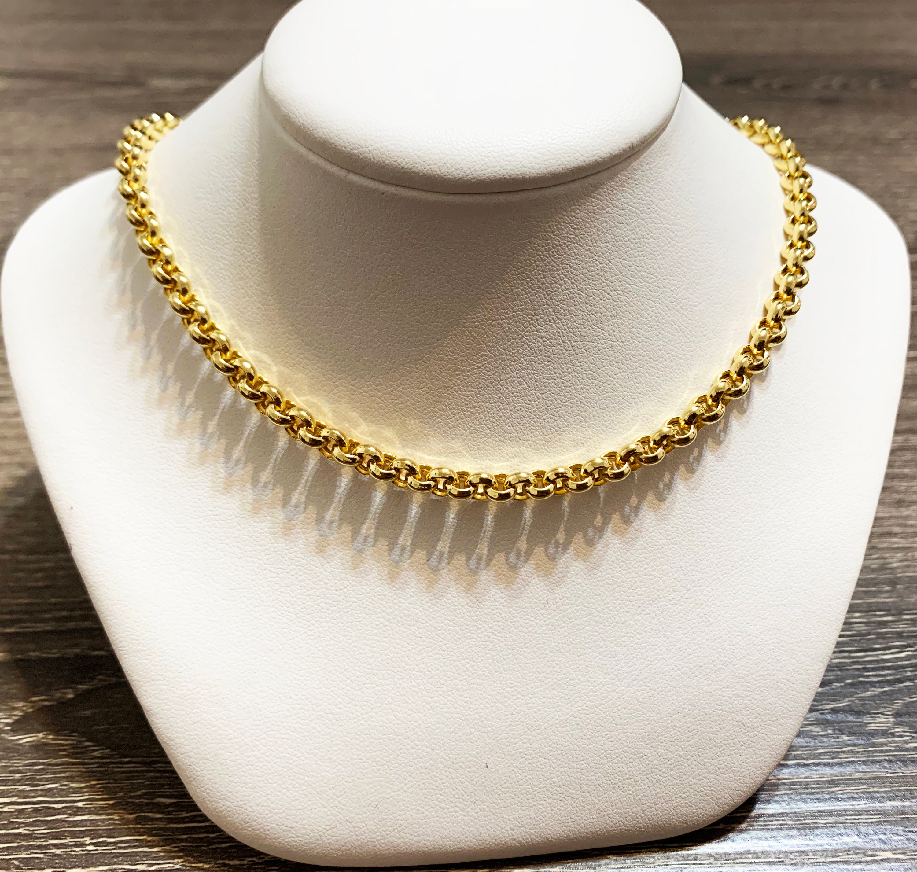 10k Solid Yellow Gold(3mm/4mm/5mm)trendy Hollow Rolo Chain(up to 28 ...