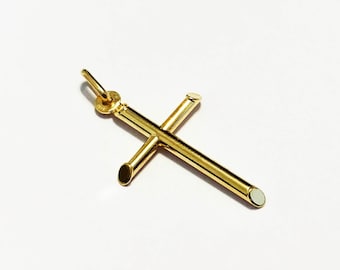 10k solid yellow/white gold(1.25"inch) classic design cross, stylish shinny smooth finishing timeless statement cross for men and women