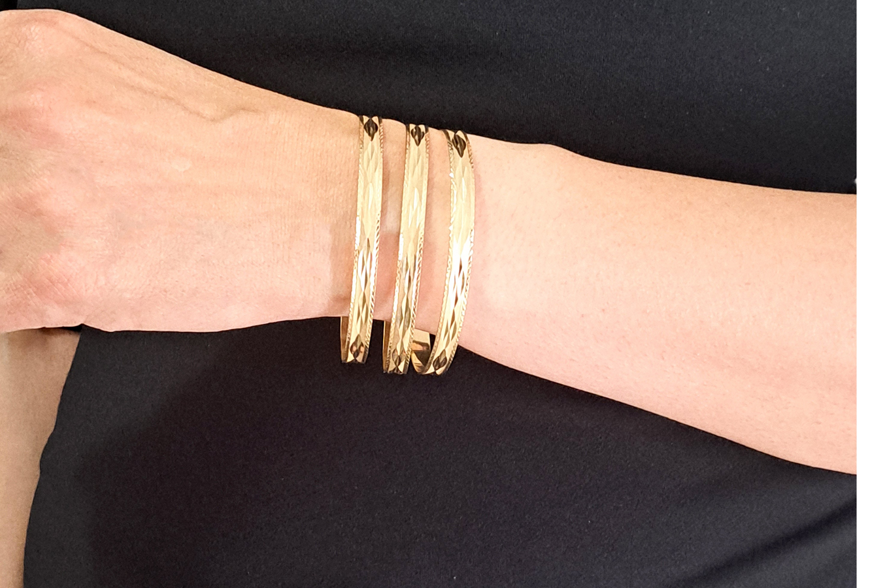 10k Solid Yellow/white Gold(6mm Thick)stackable Slip on