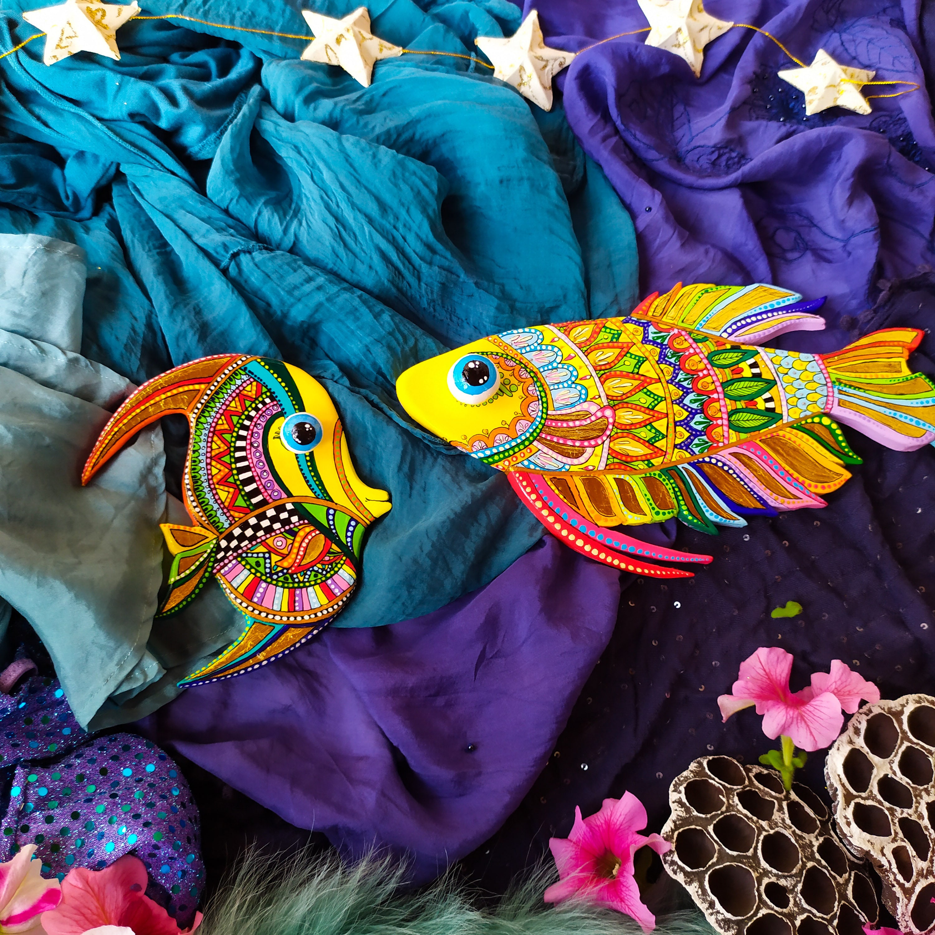 Handmade Fish Artwork. 2 Polymer Clay Fish Wall Sculpture in Etsy