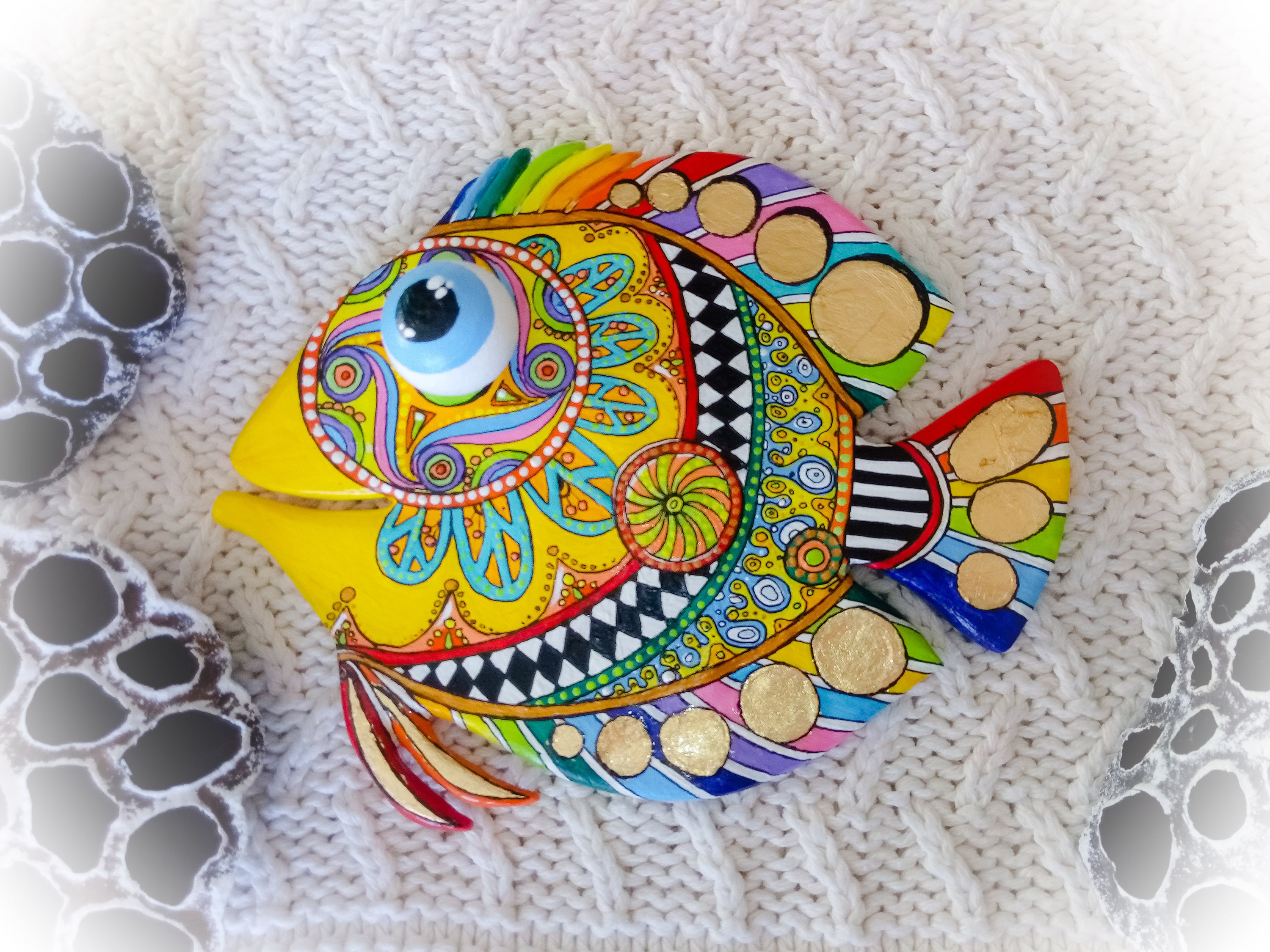 Handmade Bathroom Fish Wall Decor. Polymer Clay Fish Wall Art Etsy