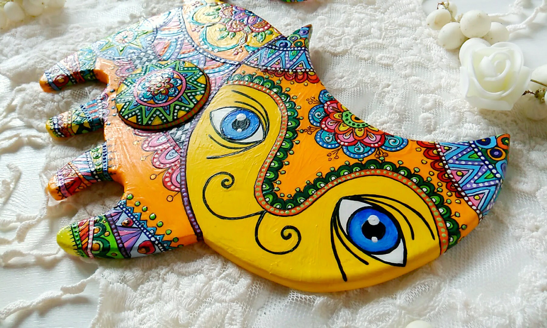 Polymer Clay Cat Wall Sculpture. Cat Wall Handing. Nordic Folk Etsy