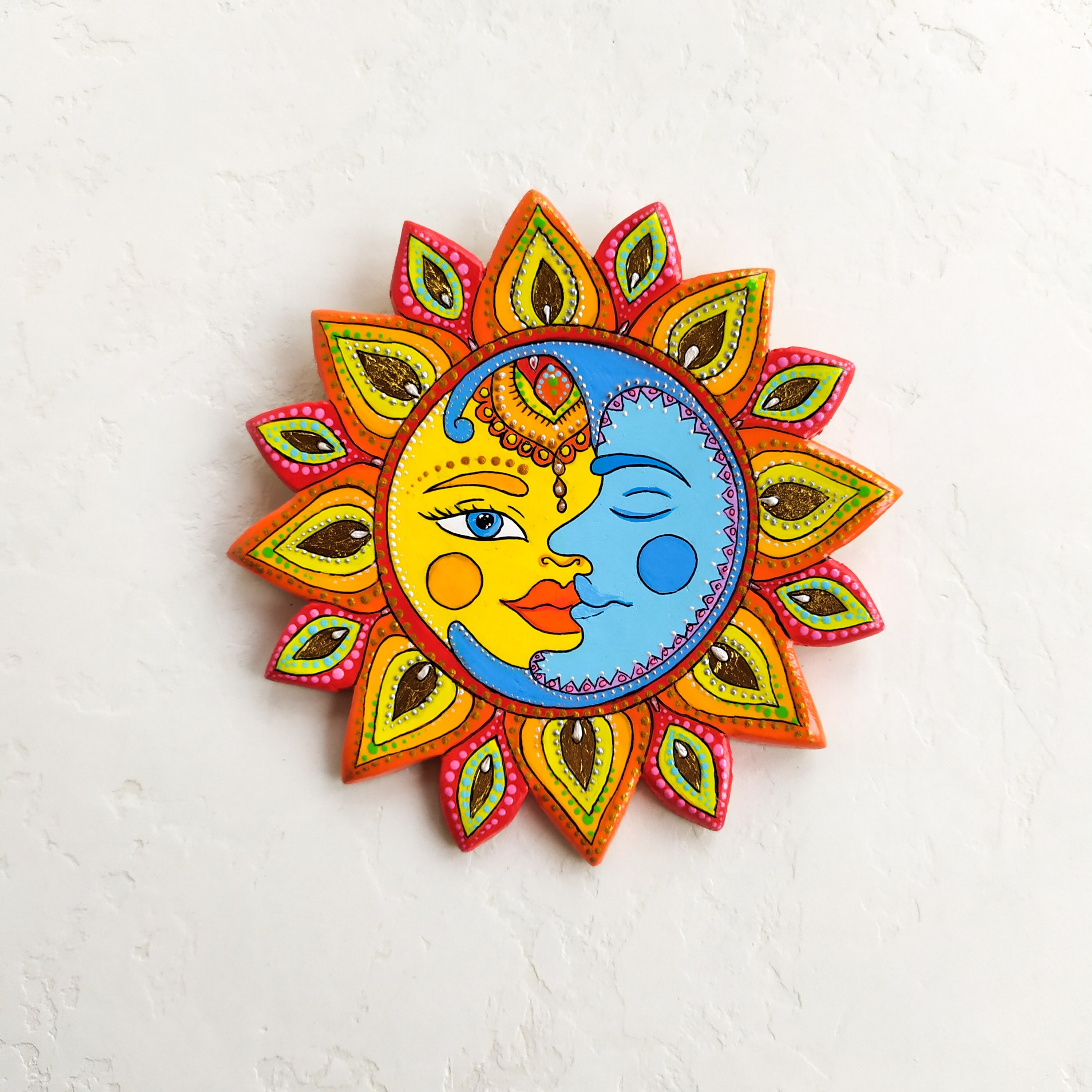 Moon Phases Wall Hanging. Sun and Moon Wall Art. Mexico Folk Etsy