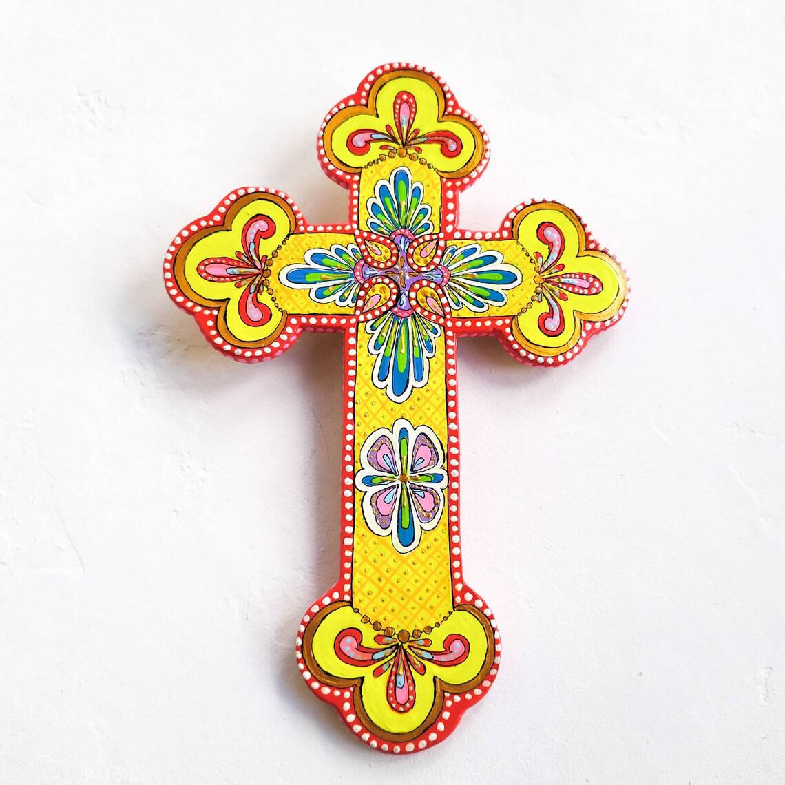 Bright Wall Art Polymer Clay Cross Wall Hanging in Talavera Etsy