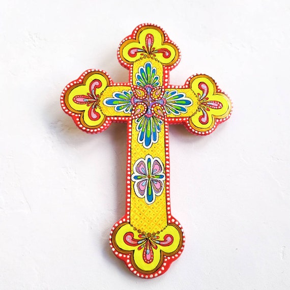 Bright Wall Art Polymer Clay Cross Wall Hanging in Talavera Etsy