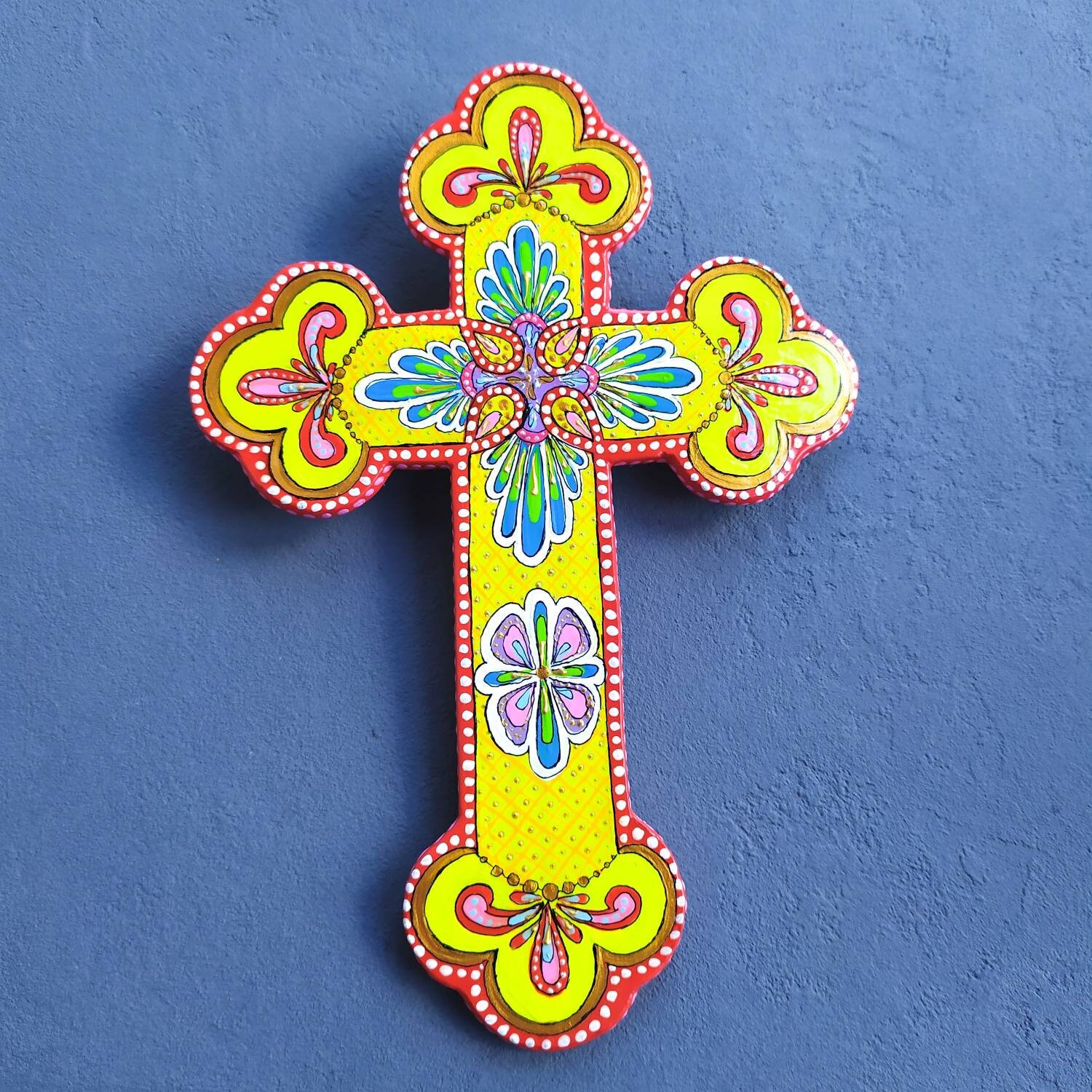 Bright Wall Art Polymer Clay Cross Wall Hanging in Talavera Etsy
