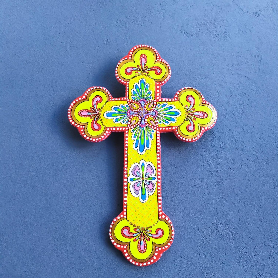 Bright Wall Art Polymer Clay Cross Wall Hanging in Talavera Etsy