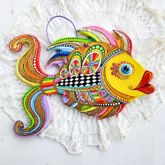 Set Of 2 Ceramic Fish Wall Art For Outdoor Garden Decor Etsy