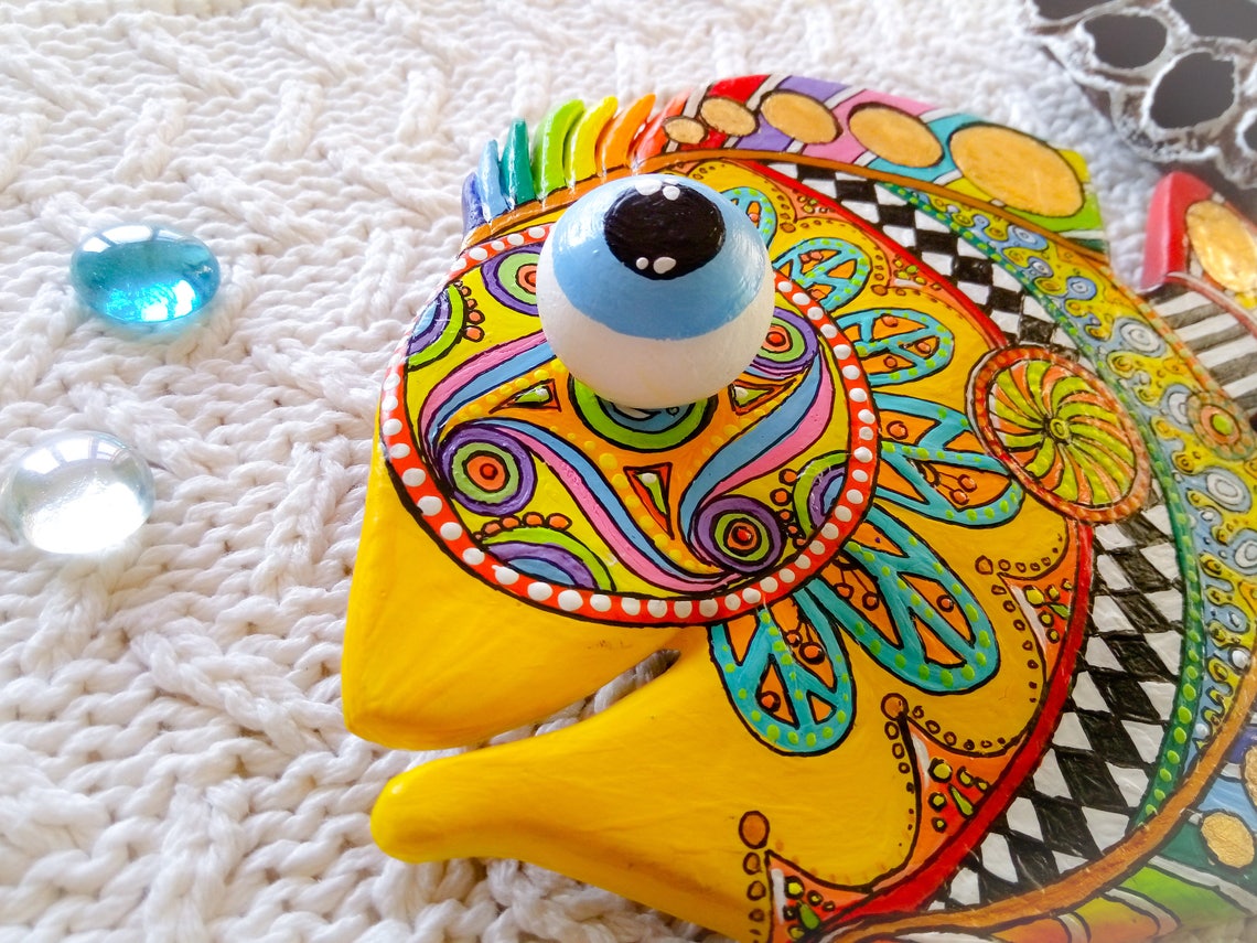 Handmade Bathroom Fish Wall Decor. Polymer Clay Fish Wall Art Etsy