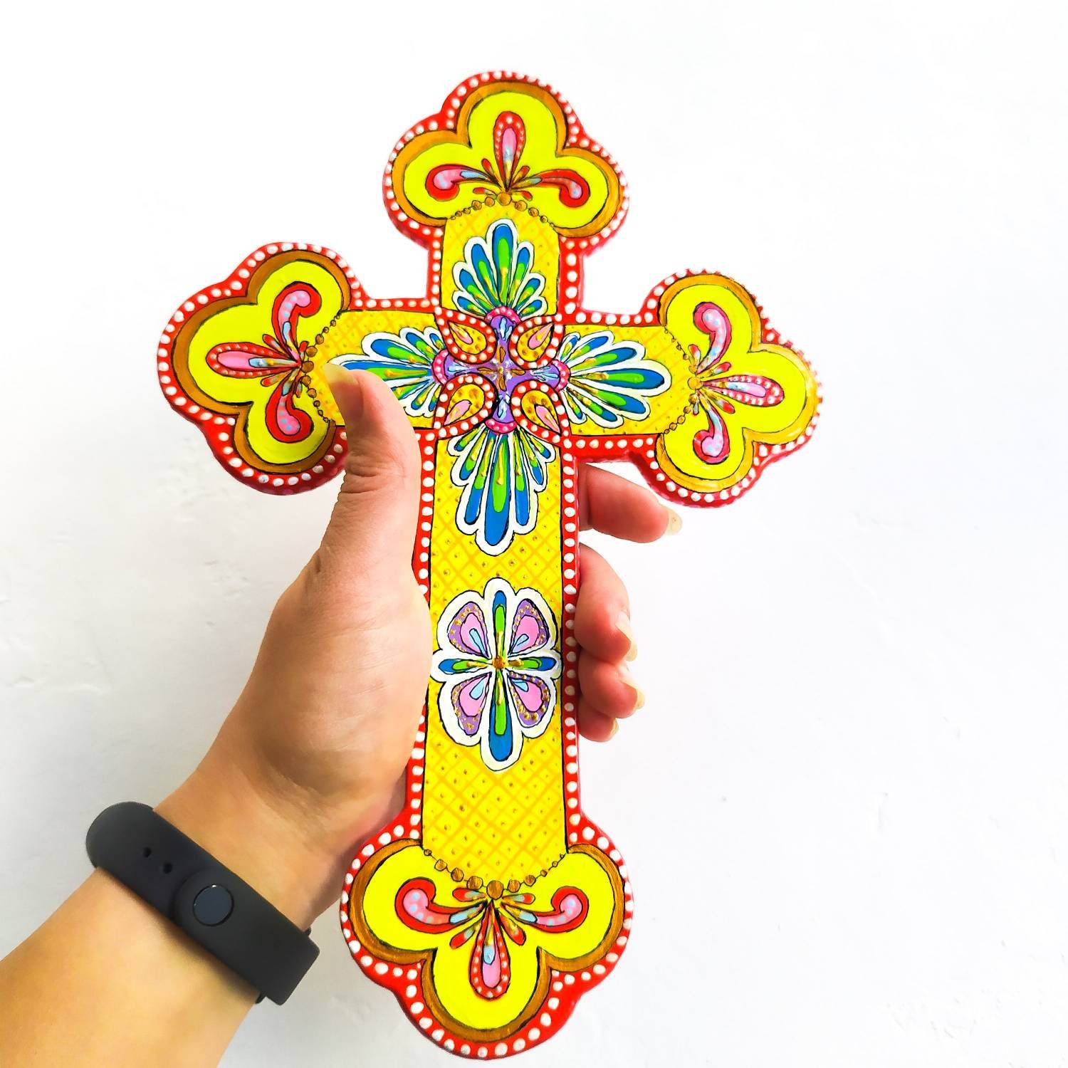 Bright Wall Art Polymer Clay Cross Wall Hanging in Talavera Etsy