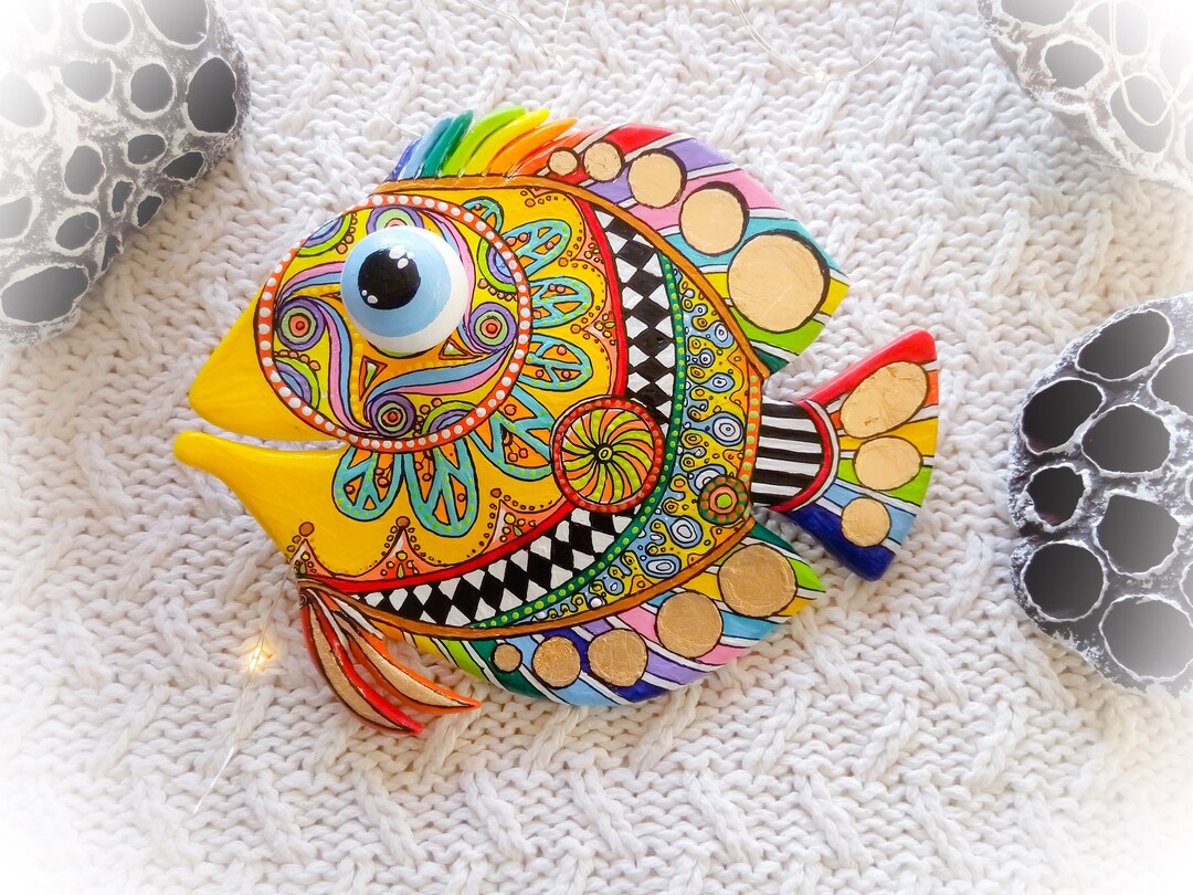 Handmade Bathroom Fish Wall Decor. Polymer Clay Fish Wall Art Etsy