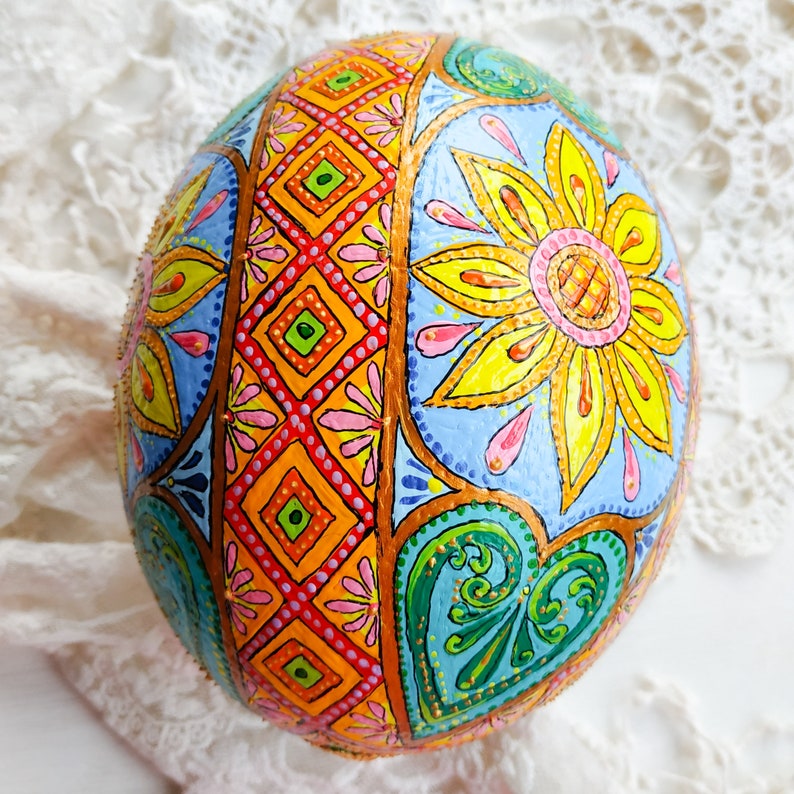 Sunflower Pysanky Ostrich Pysanka Ukrainian Easter egg shell