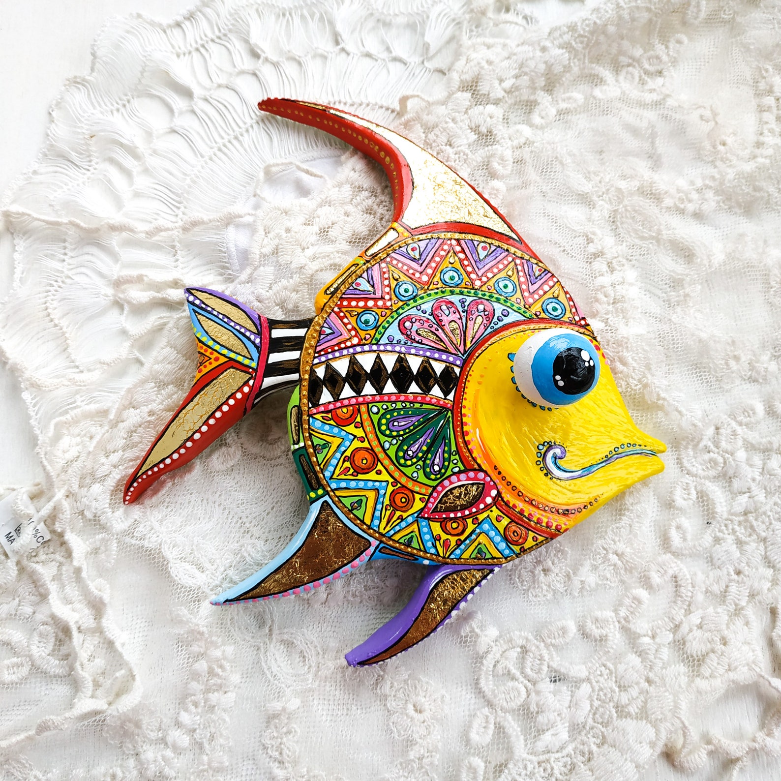 Polymer Clay Fish Wall Art in Talavera Pottery Style. Hawaiian Etsy