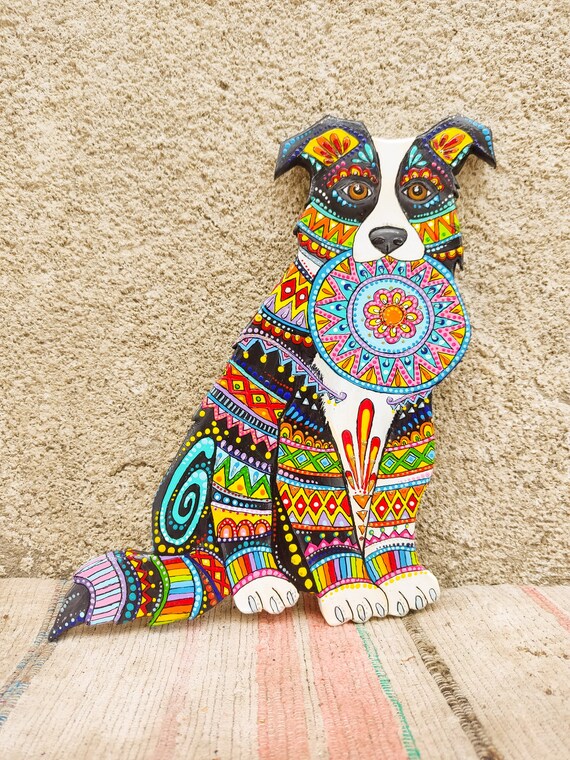 Custom Dog Painting. Dog Wall Hanging. Paint My Dog in Talavera Pottery  Style. Handmade Air Dry Clay Wall Sculpture. 