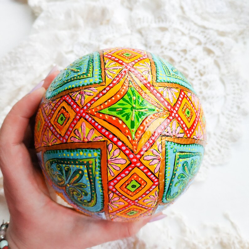 Sunflower Pysanky Ostrich Pysanka Ukrainian Easter egg shell