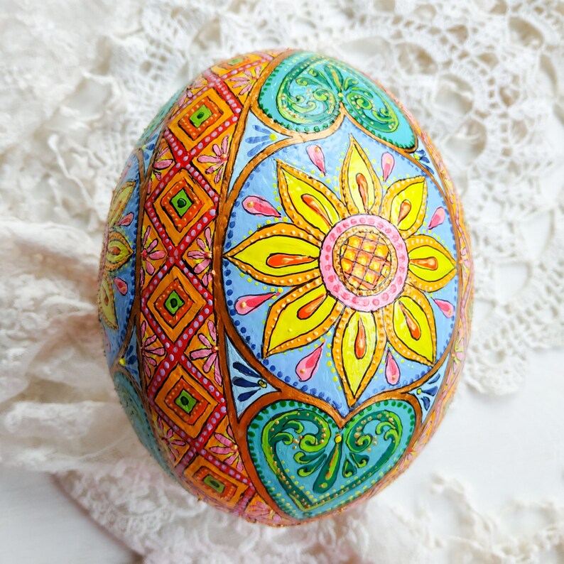 Sunflower Pysanky Ostrich Pysanka Ukrainian Easter egg shell