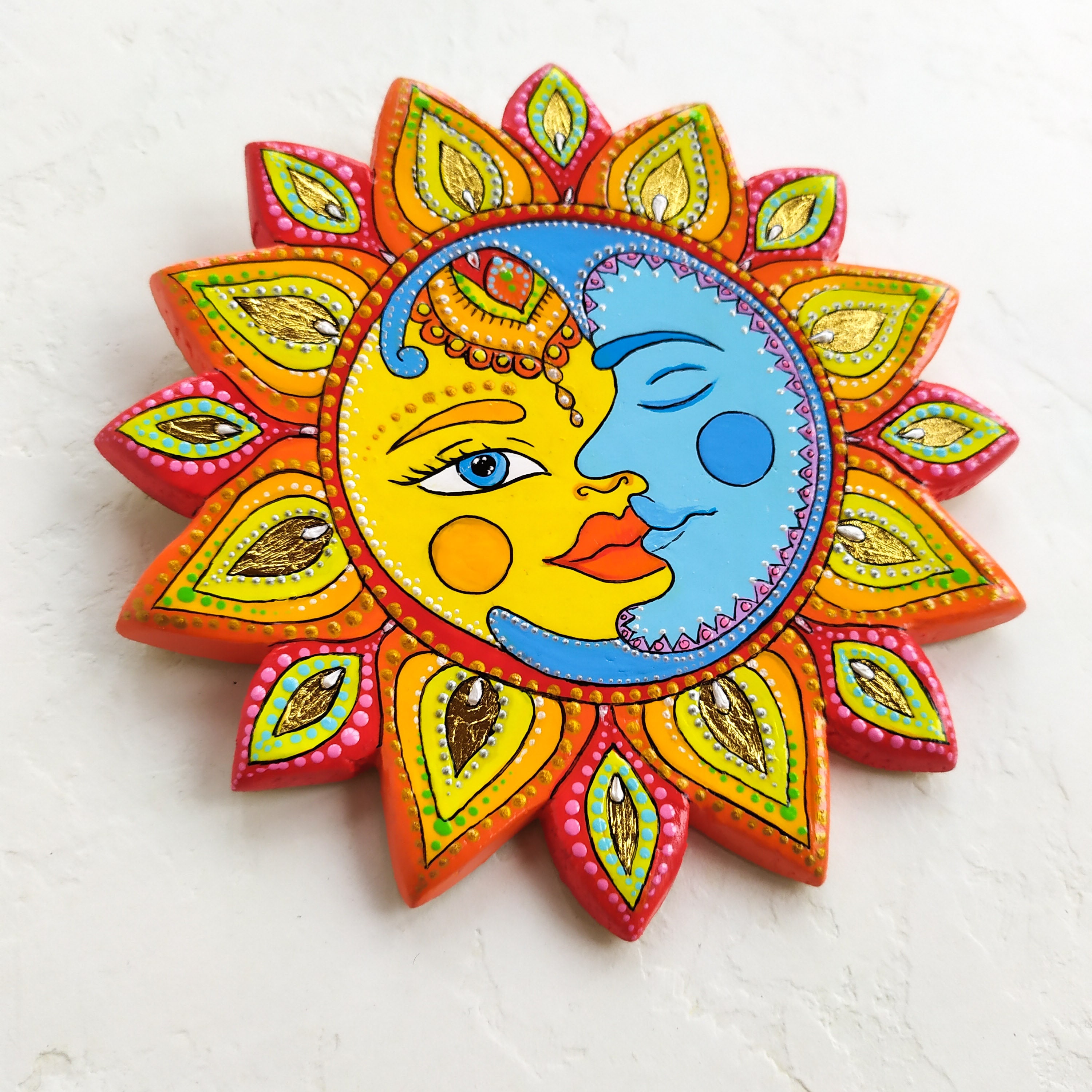 Moon Phases Wall Hanging. Sun and Moon Wall Art. Mexico Folk Etsy