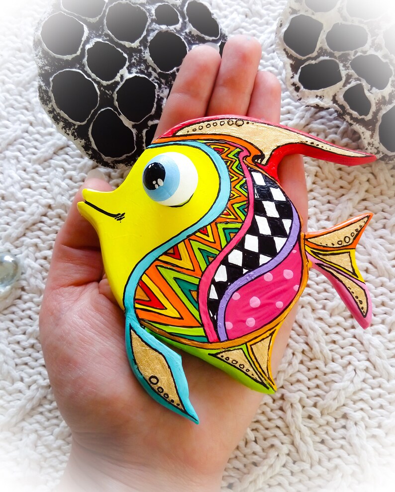 Fish Wall Art in Talavera Pottery Style. Small Tropical Fish Etsy