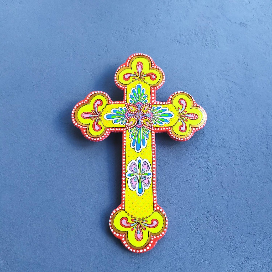 Bright Wall Art Polymer Clay Cross Wall Hanging in Talavera Etsy