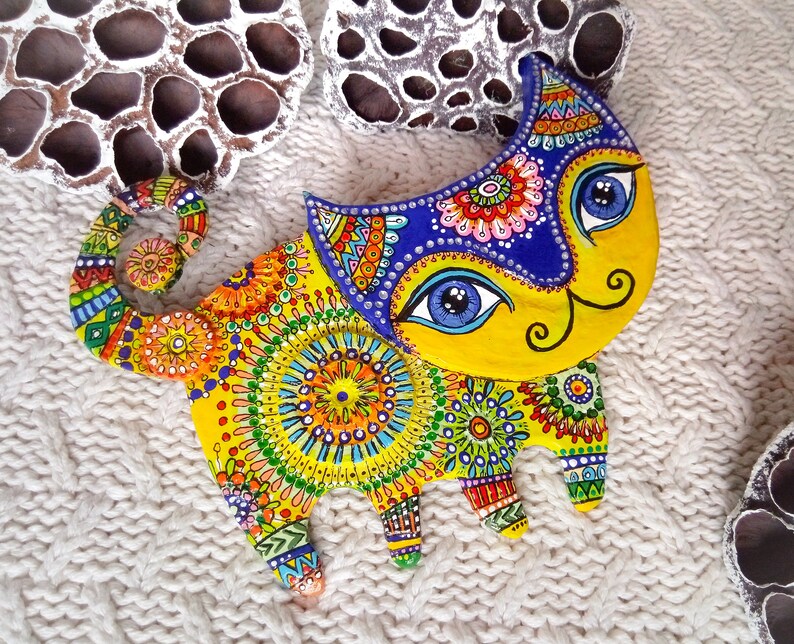 Cat Wall Hanging In Talavera Pottery Mexican Folk Art Style Etsy