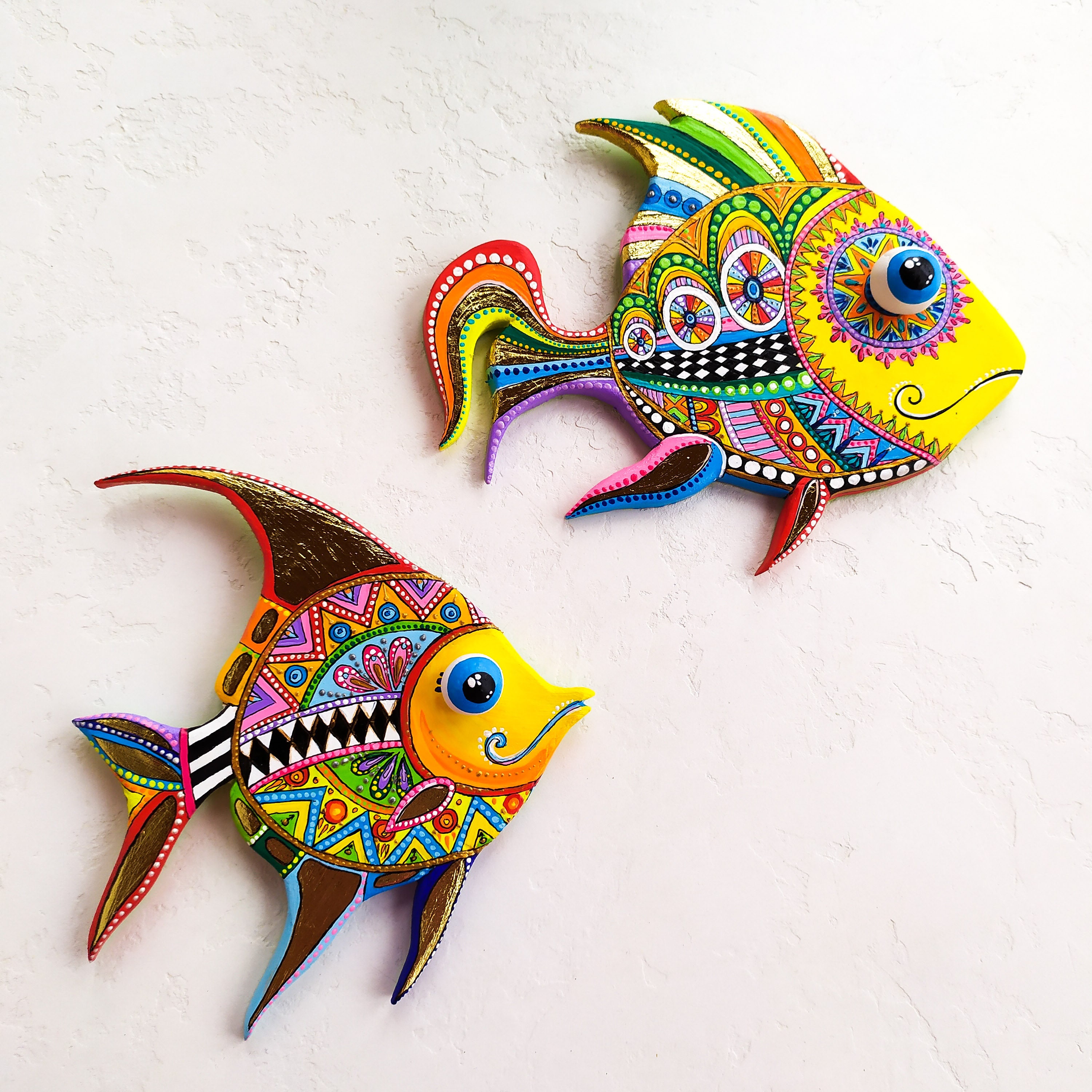 Two ocean fish wall hanging. Marine life wall art. Polymer Etsy
