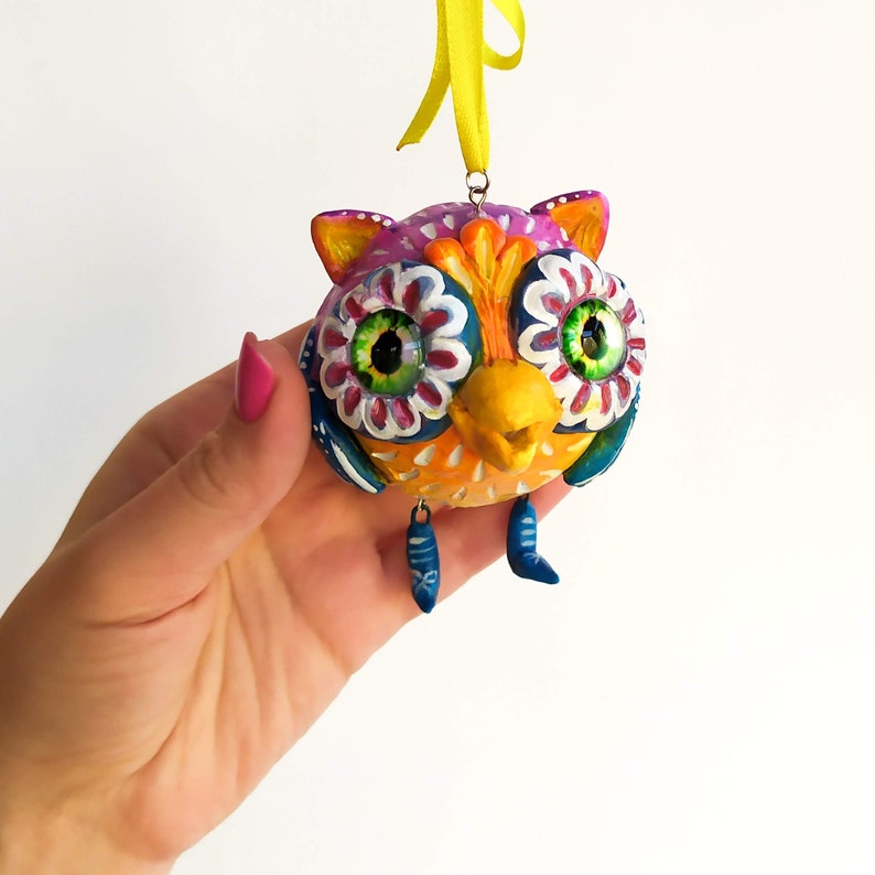 Handmade Owl Wall Hanging Air Dry Clay Owl Figurine. Funky Etsy UK