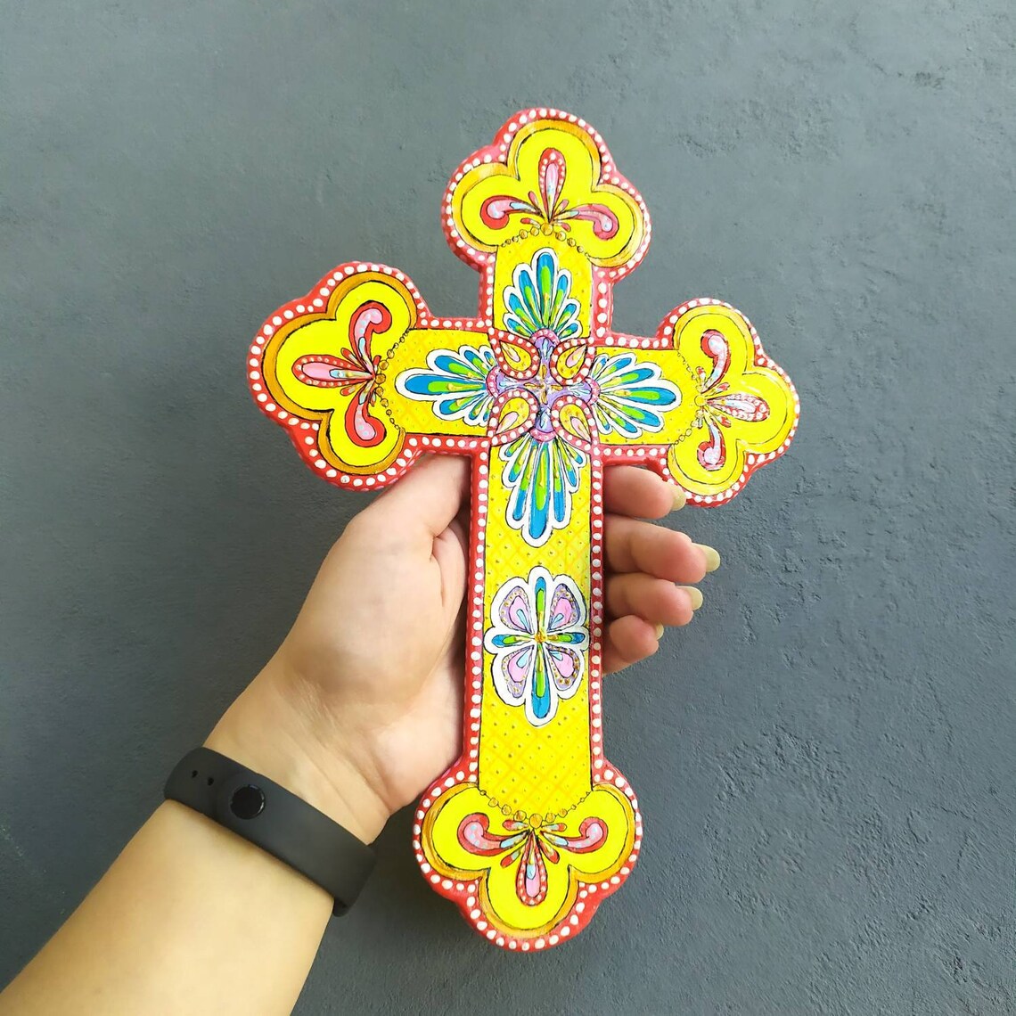 Bright Wall Art Polymer Clay Cross Wall Hanging in Talavera Etsy