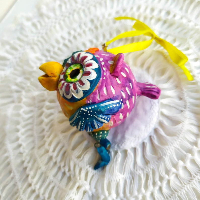 Handmade Owl Wall Hanging Air Dry Clay Owl Figurine. Funky Etsy UK