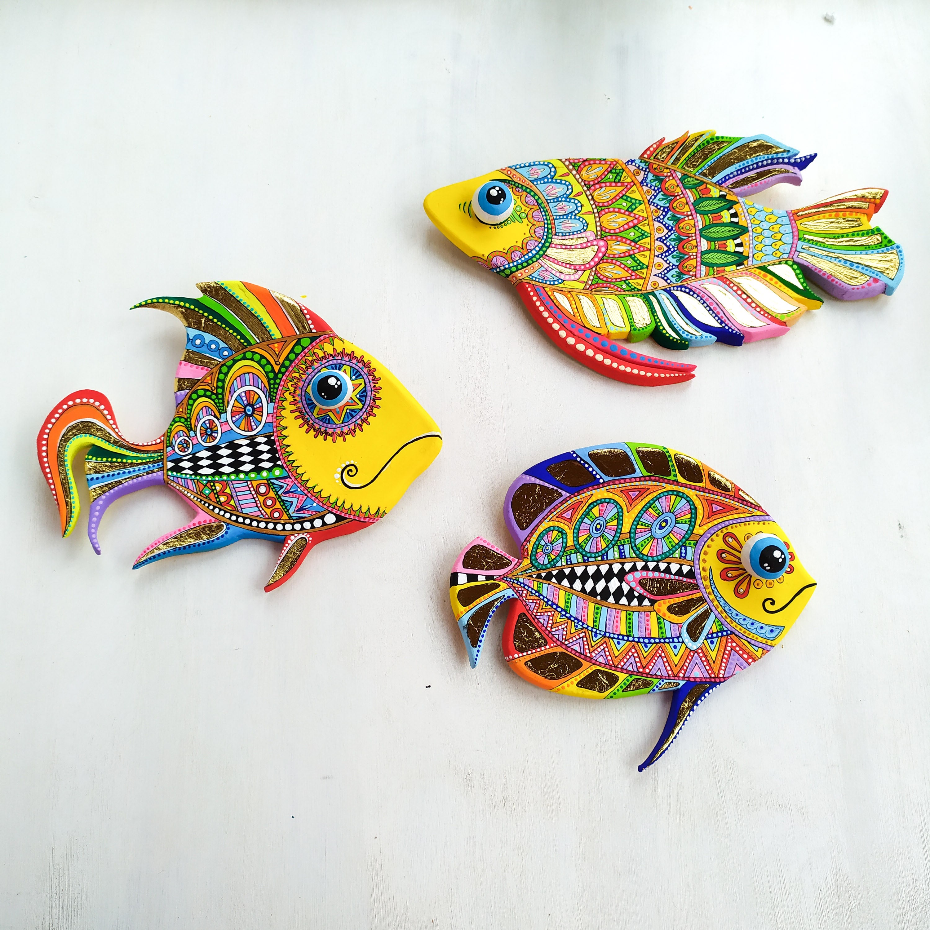 Bathroom Wall Decor Fish Set of 3. Polymer Clay Wall Etsy