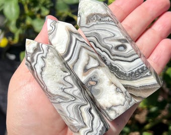 Zebra Calcite Crystal Tower: banded Stone Point (3.5 inch)