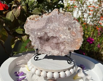 Druzy pink amethyst flower agate crystal geode