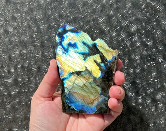 Extra flashy labradorite slab - labradorite crystal slice - blue gold labradorite- high quality labradorite crystal - double side flash