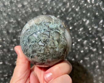 Druzy moss agate crystal sphere very high quality 75mm