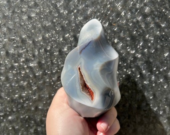 Druzy orca agate flame - blue agate crystal - dendritic agate - crystal agate flame - orca agate stone