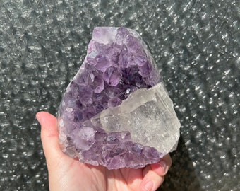 Druzy amethyst crystal freeform - amethyst geode with optical calcite - high quality amethyst